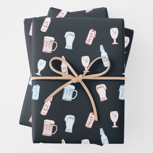 Beers Rustic Hand Drawn Whimsical Beer Party Theme ラッピングペーパーシート (インサイチュ)