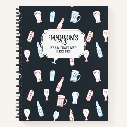 Beers Rustic Hand Drawn Whimsical Beer Recipe ノートブック (正面)