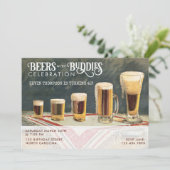 Beers Rustic Watercolor Beers Buddies Birthday  招待状 (スタンド正面)