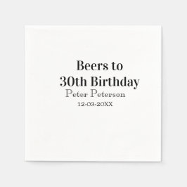 Beers to 30th birthday name date man stylishSimple スタンダードカクテルナプキン
