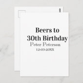 Beers to 30th birthday name date man stylishSimple ポストカード (正面/裏面)