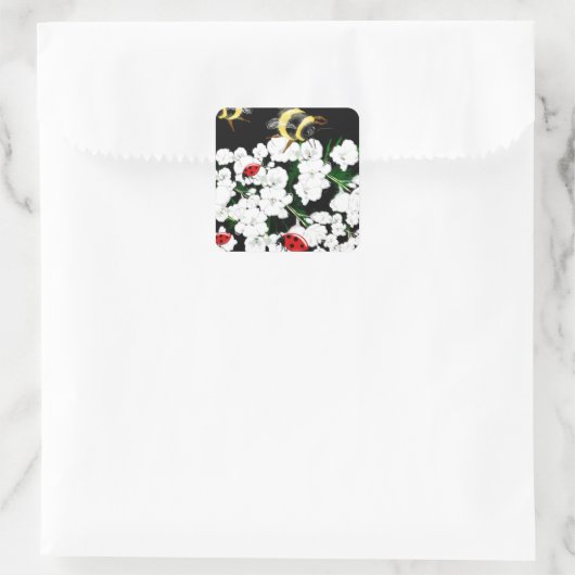 BEESとLadybugs自然アート スクエアシール (バッグ)