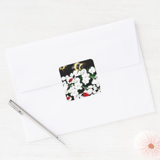 BEESとLadybugs自然アート スクエアシール (封筒)