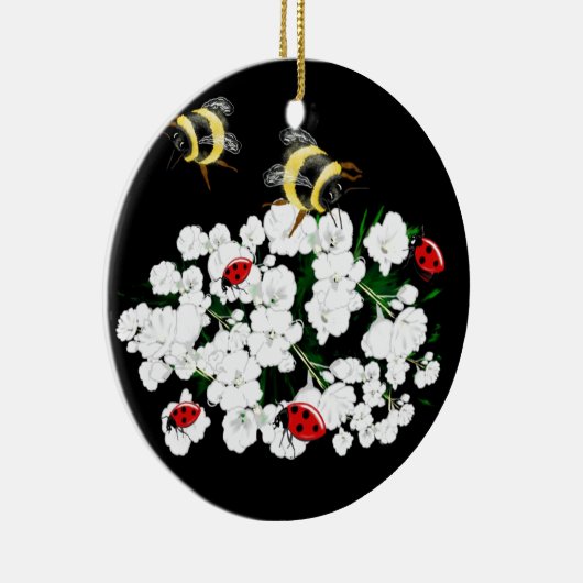 BEESとLadybugs自然アート セラミックオーナメント (右)