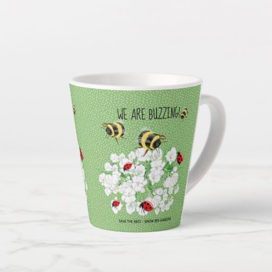 BEESとLadyBugs - Art by LeahG 救 The Bees カフェラテマグ (右アングル)