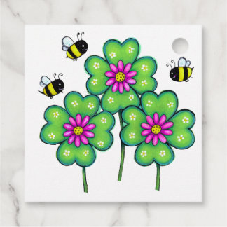 Bees and Bright Flowers Favor Tags フェイバータグ