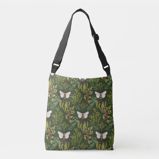 Bees and Foliage Crossbody Bag クロスボディバッグ (正面)