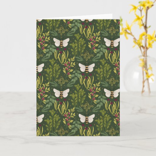 Bees and Foliage Greeting Card カード (黄色い花)