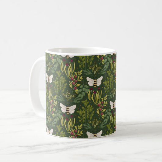 Bees and Foliage Mug コーヒーマグカップ (正面左)