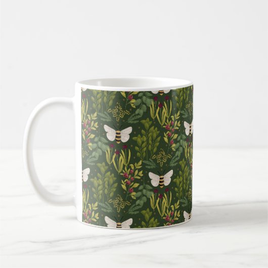 Bees and Foliage Mug コーヒーマグカップ (左)