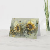 Bees and Sunflowers Greeting Card カード (正面)