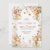 Bees fairy kids  Birthday Invitation 招待状 (正面)