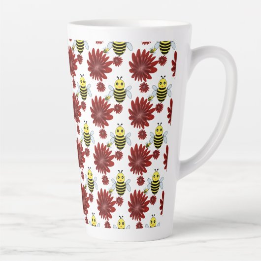Bees floral pattern  カフェラテマグ (右)