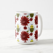 Bees floral pattern  コーヒーマグカップ (正面右)