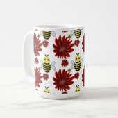 Bees floral pattern  コーヒーマグカップ (正面左)