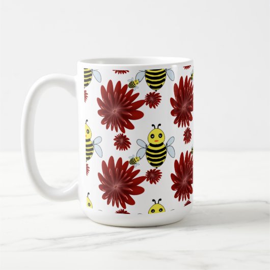 Bees floral pattern  コーヒーマグカップ (左)