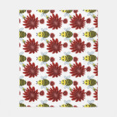 Bees floral pattern  フリースブランケット (正面)