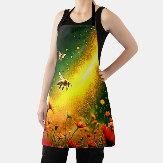 Bees' Golden Pollen Burst Joy Design エプロン (インサイチュ)