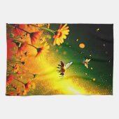 Bees' Golden Pollen Burst Joy Design キッチンタオル (横)