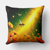 Bees' Golden Pollen Burst Joy Design クッション (裏面)