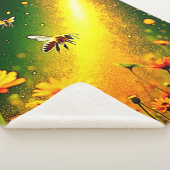 Bees' Golden Pollen Burst Joy Design シェルパブランケット (3/4)