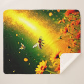 Bees' Golden Pollen Burst Joy Design シェルパブランケット (正面(横))
