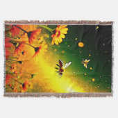 Bees' Golden Pollen Burst Joy Design スローブランケット (正面)