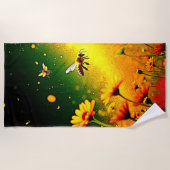 Bees' Golden Pollen Burst Joy Design ビーチタオル (正面)