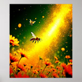 Bees' Golden Pollen Burst Joy Design ポスター (正面)