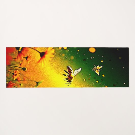 Bees' Golden Pollen Burst Joy Design ヨガマット (裏面(横))