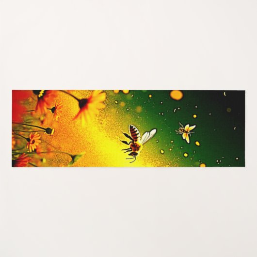 Bees' Golden Pollen Burst Joy Design ヨガマット (正面(横))