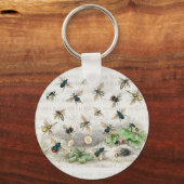 Bees Honey Worker Queen Nature Antique Bee キーホルダー (正面)