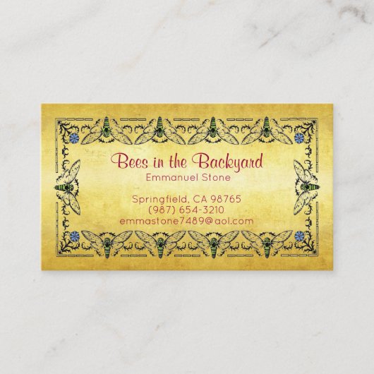 Bees in the Backyard金ゴールドリーフ 名刺 (正面)