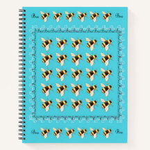 Bees on Blue Spiral Notebook