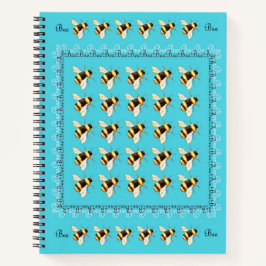 Bees on Blue Spiral Notebook ノートブック