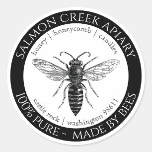 Bees Queen Bee Apiar製品ロゴで作られる ラウンドシール