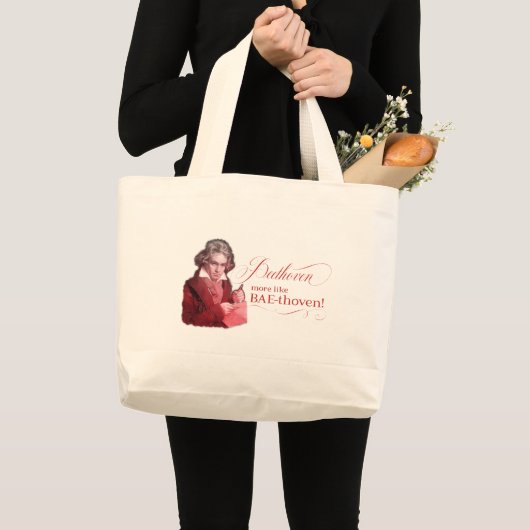Beethoven BAEthoven Classical Composer Pun ラージトートバッグ (正面(商品))