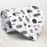 Beetle Black & White ネクタイ<br><div class="desc">Watercolor bugs and beetles pattern in monotone black and white. Perfect for entomologists and nature lovers, and for Halloween too! Original art by Nic Squirrell.</div>