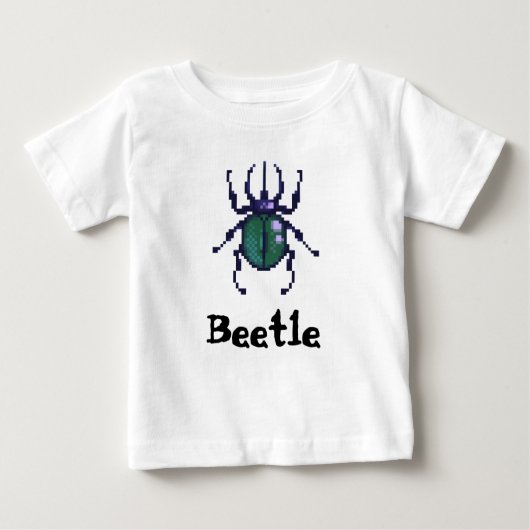 Beetle green pixel art ベビーTシャツ (正面)