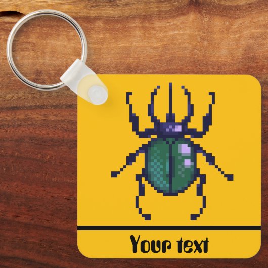 Beetle green pixelart  キーホルダー (正面)