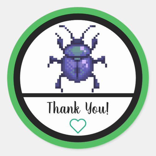 Beetle purple, kever pixelart ラウンドシール (正面)