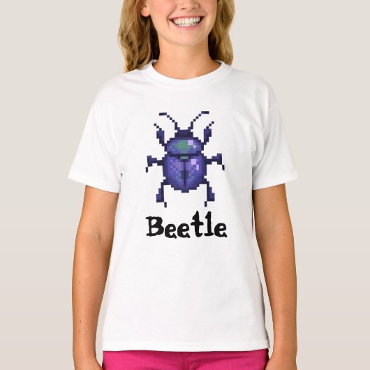 Beetle purple pixel art tシャツ (正面)