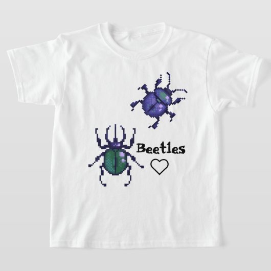 Beetles pixel art tシャツ (レイダウン)