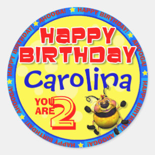 BeeWee誕生日ステッカーと子供の名前 ラウンドシール