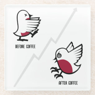 Before & After Coffee Zombie to Frenzy おもしろい Robin ガラスコースター