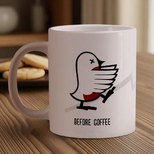 Before & After Coffee Zombie to Frenzy おもしろい Robin ジャンボコーヒーマグカップ