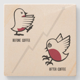 Before & After Coffee Zombie to Frenzy おもしろい Robin ストーンコースター