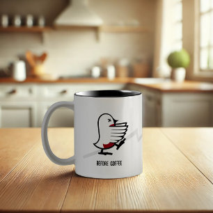 Before & After Coffee Zombie to Frenzy おもしろい Robin ツートーンマグカップ