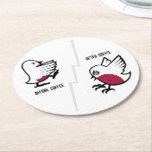 Before & After Coffee Zombie to Frenzy おもしろい Robin ラウンドペーパーコースター (アングル)