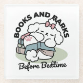 Before Bedtime with My Pup - Book and Dog Lover ガラスコースター (正面)